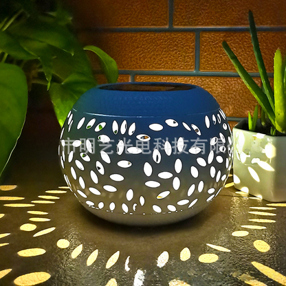Solar Lantern Outdoor, Pierced Iron Pot Form 15cm — Beacon NH-372