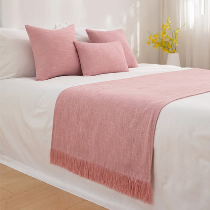 Bed Runner with Fringe and Matching Cushion Cover — Solstice NH-899