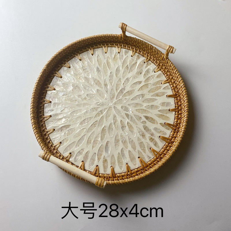 Rattan Serving Basket with Wooden Handle, Three Sizes — Weave NH-413