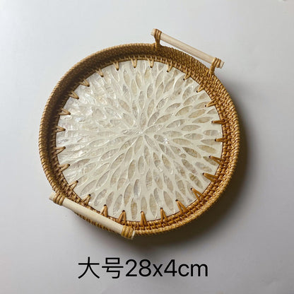 Rattan Serving Basket with Wooden Handle, Three Sizes — Weave NH-413