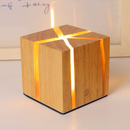Wooden Cube Table Lamp, Resin Finish, 2600mAh Touch — Meridian NH-714