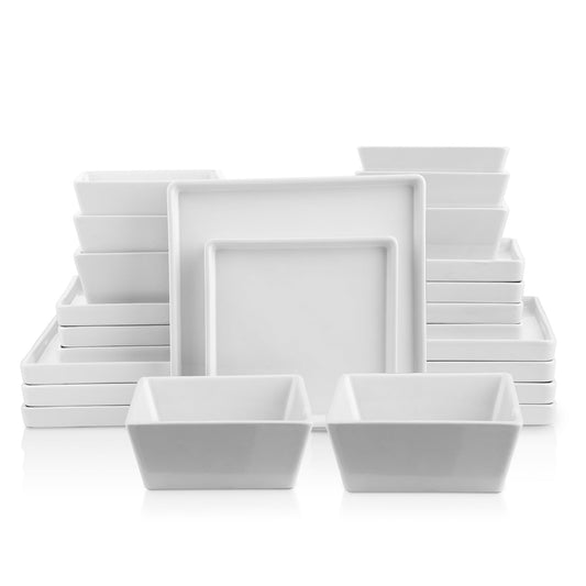 Square Stoneware Dinner Set, Twenty-Four Piece for Eight — Ceres NH-1436