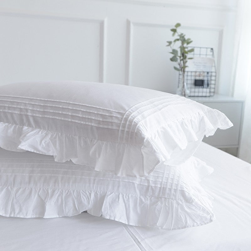White Cotton Bed Sheet Set, 230 x 250 cm with Pillowcase Option — Solstice NH-036