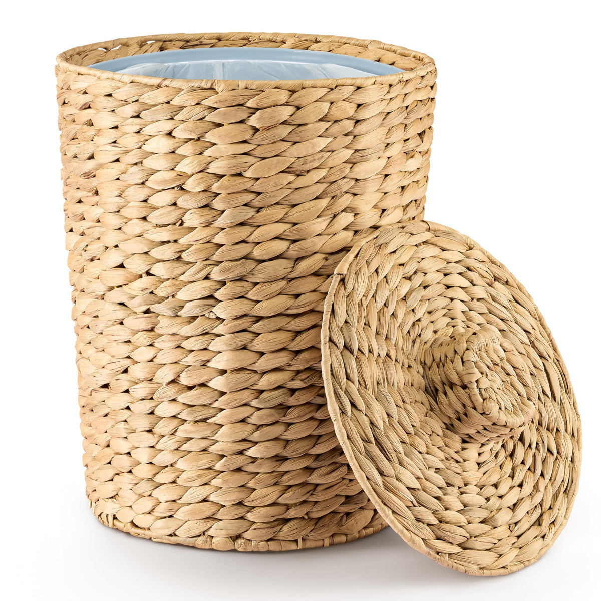 Water Hyacinth Lidded Waste Basket, 11 Litre — Weave NH-1453