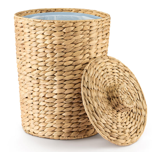 Water Hyacinth Lidded Waste Basket, 11 Litre — Weave NH-1453