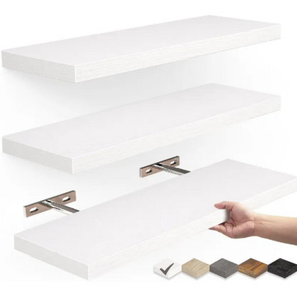 Solid Wood Wall Shelf, Floating Mount — Grove NH-492