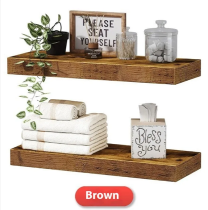 Solid Wood Wall Shelf, Floating Mount — Grove NH-492