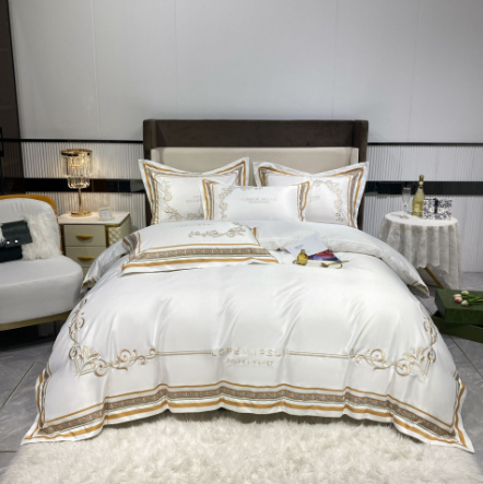 Embroidered Cotton Sateen Quilt Cover Set, 4 Piece — Serein NH-882