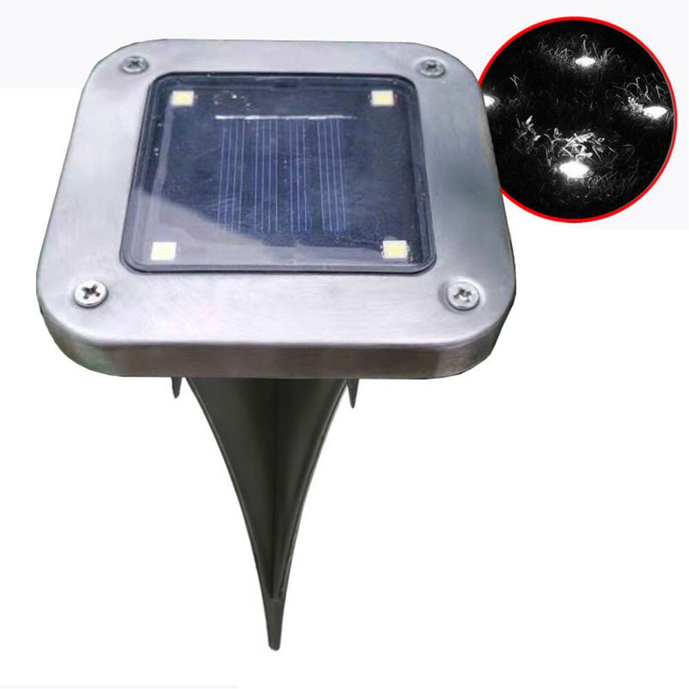 Solar Ground Light Square, Stainless Steel 10cm — Pathstone NH-369