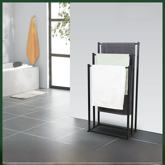 Freestanding Metal Towel Rack, No-Drill Bathroom Stand — Cairn NH-863