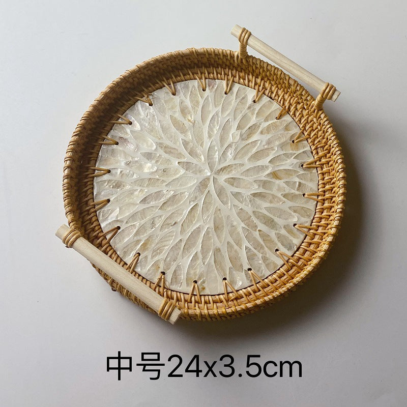 Rattan Serving Basket with Wooden Handle, Three Sizes — Weave NH-413