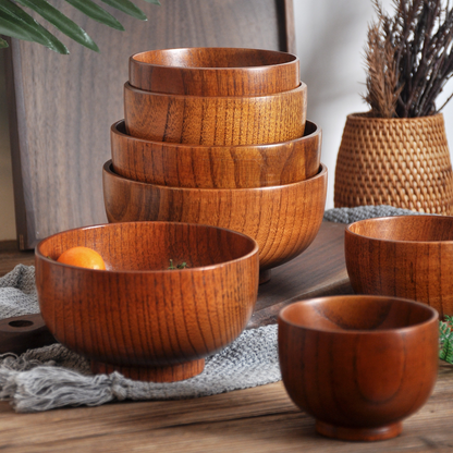 Wooden Soup Bowl for Rice and Noodles, Jujube Wood — Alcova NH-630