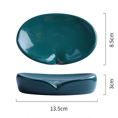 Ceramic Soap Dish with Drain Rack, Minimalist — Rill NH-851