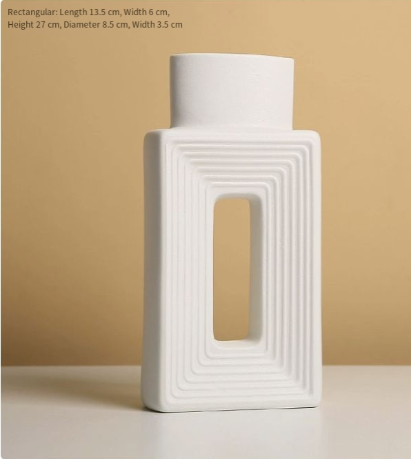 Rectangular Ceramic Vase White, Hand-Glazed Square and Slim Vase — Atrium NH-650