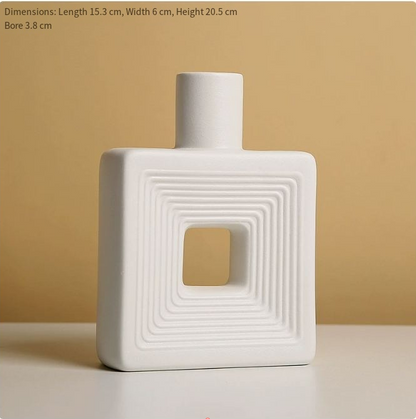 Rectangular Ceramic Vase White, Hand-Glazed Square and Slim Vase — Atrium NH-650
