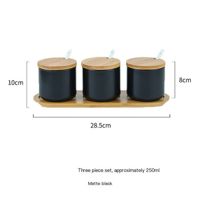 Ceramic Spice Jar Set of 3, 12 cm with Lids — Larder NH-475