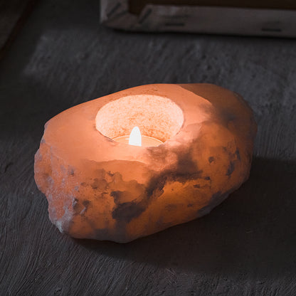 Stone Candle Holder, Textured Block Candle Base — Quarry NH-415