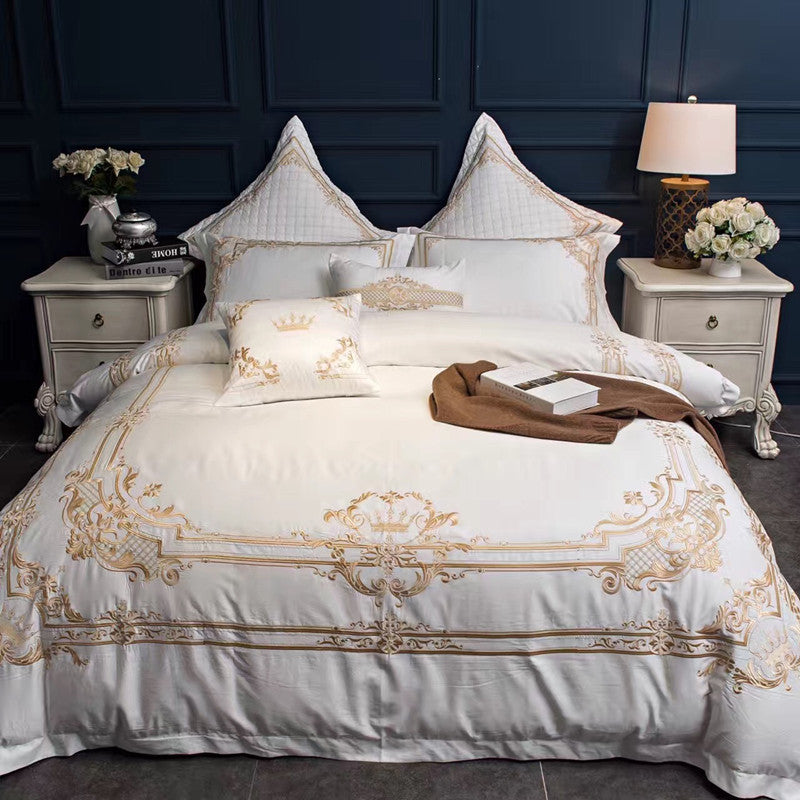 Embroidered Cotton Sateen Quilt Cover Set, 4 Piece — Serein NH-882