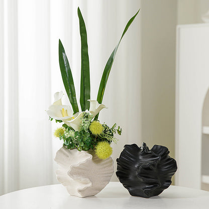 Matte Ceramic Vase Black and White, Two Sizes for Dried Flowers — Atrium NH-654