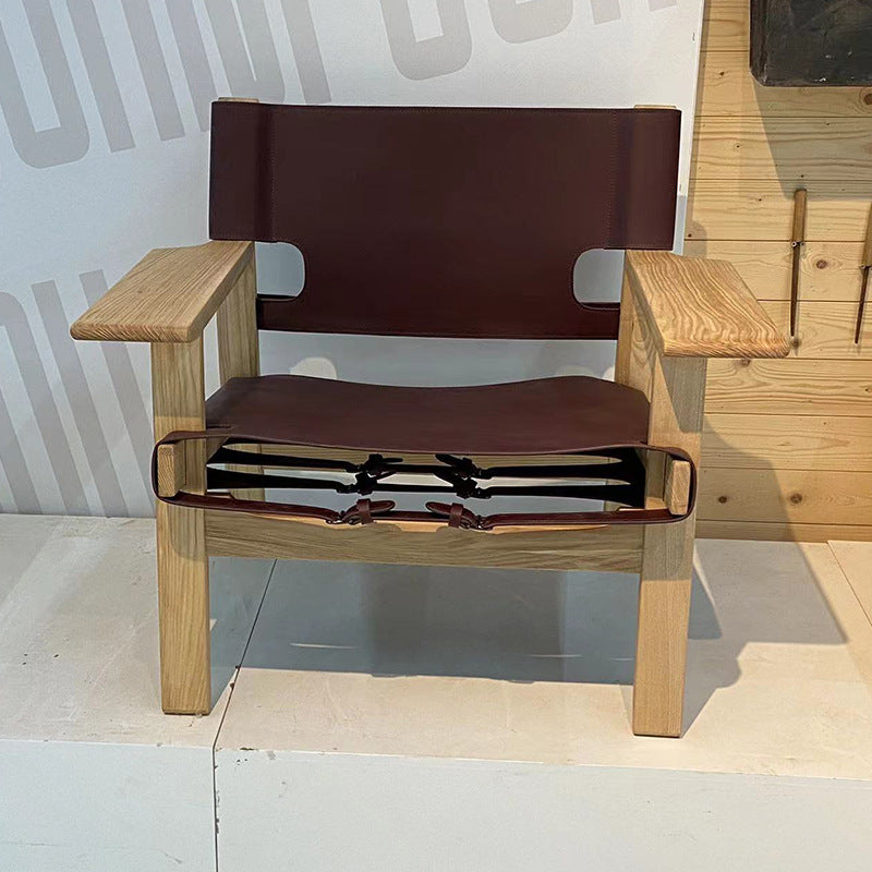 Solid Wood and Leather Lounge Chair — Loggia NH-1482