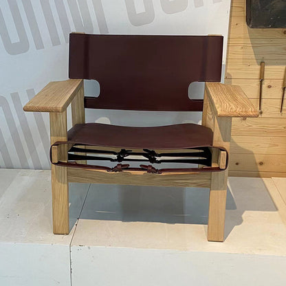 Solid Wood and Leather Lounge Chair — Loggia NH-1482