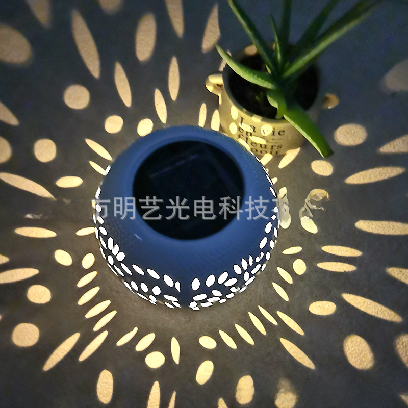 Solar Lantern Outdoor, Pierced Iron Pot Form 15cm — Beacon NH-372