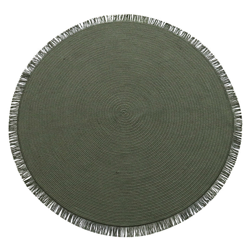 Handwoven Cotton Rug Round, 120 to 150 cm Diameter Solid Colour — Atrium NH-050