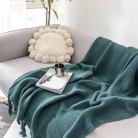Knitted Throw Blanket, Soft Yarn Bed Throw — Reverie NH-897