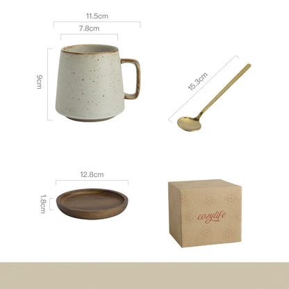 Stoneware Mug for Coffee and Tea, Textured Glaze — Marmo NH-611