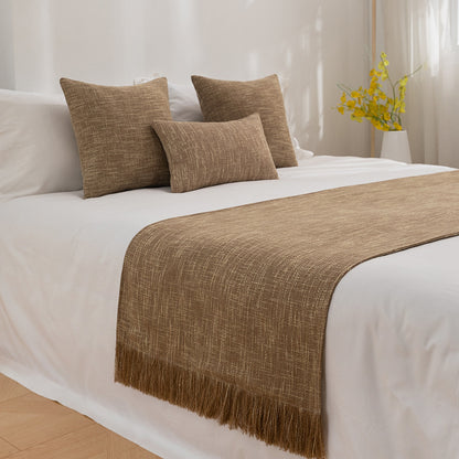 Bed Runner with Fringe and Matching Cushion Cover — Solstice NH-899