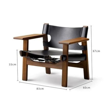 Solid Wood and Leather Lounge Chair — Loggia NH-1482