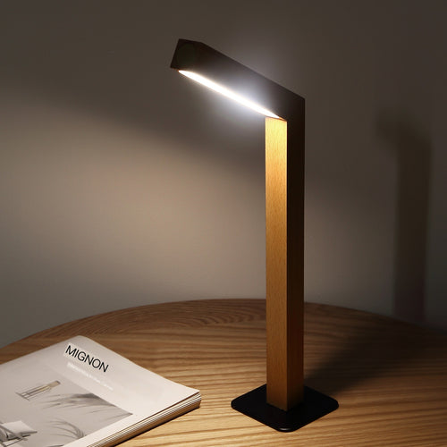 Wooden Bedside Lamp, Turned Wood Base, Fabric Shade — Meridian NH-048