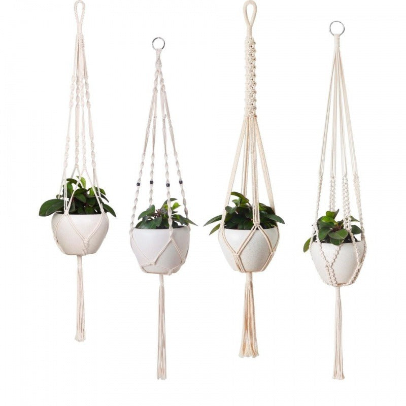 Macrame Plant Hanger, Handwoven Cotton Rope — Atrium NH-386