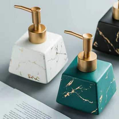 Marble-Pattern Ceramic Soap Dispenser Pump Bottle 260ml — Ewer NH-846