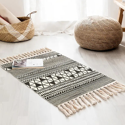 Handwoven Cotton Tasselled Rug — Loom NH-1514