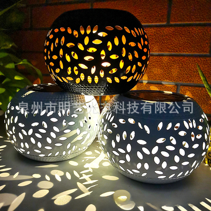 Solar Lantern Outdoor, Pierced Iron Pot Form 15cm — Beacon NH-372