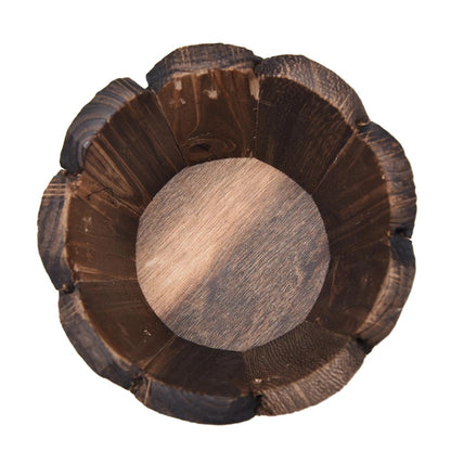Wooden Planter Barrel Small, 12cm Carbonised Pine — Atrium NH-382