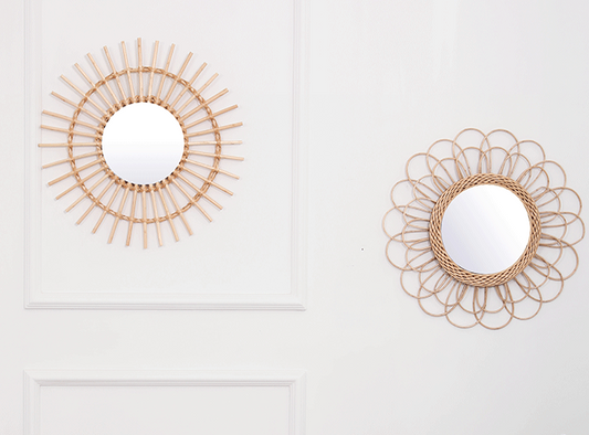 Wicker Wall Mirror Round, 40cm Woven Frame — Atrium NH-408