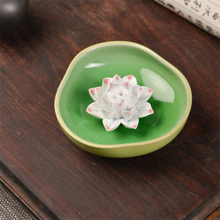 Lotus Porcelain Incense Stick Holder, One or Three Holes — Atrium NH-668