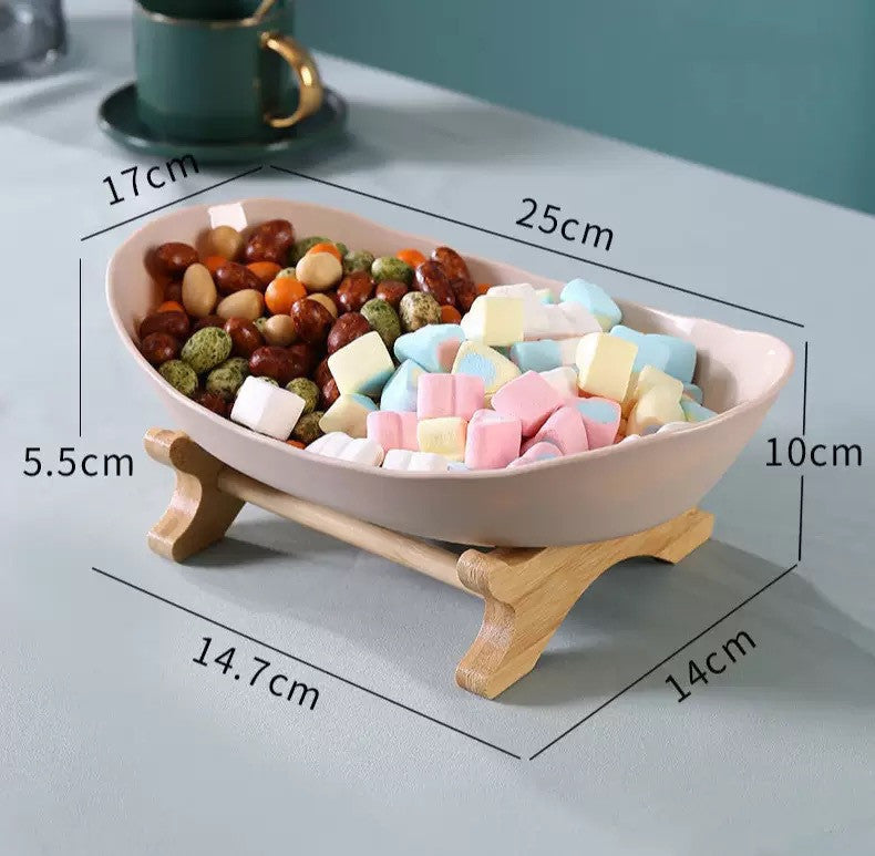 Ceramic Candy Dish for Fruit and Sweets, Tiered Stand — Marmo NH-608