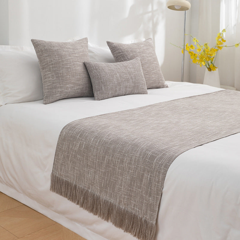 Bed Runner with Fringe and Matching Cushion Cover — Solstice NH-899