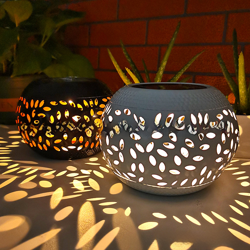Solar Lantern Outdoor, Pierced Iron Pot Form 15cm — Beacon NH-372