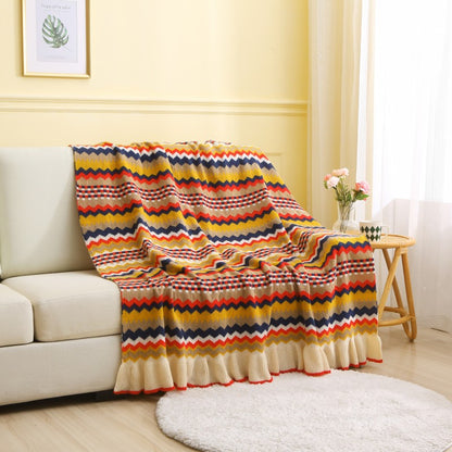 Ruffled Edge Knitted Throw Blanket — Bower NH-895
