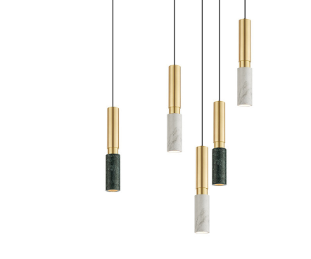 Marble Pendant Light, Natural Stone Shade, Brass Fitting — Meridian NH-047