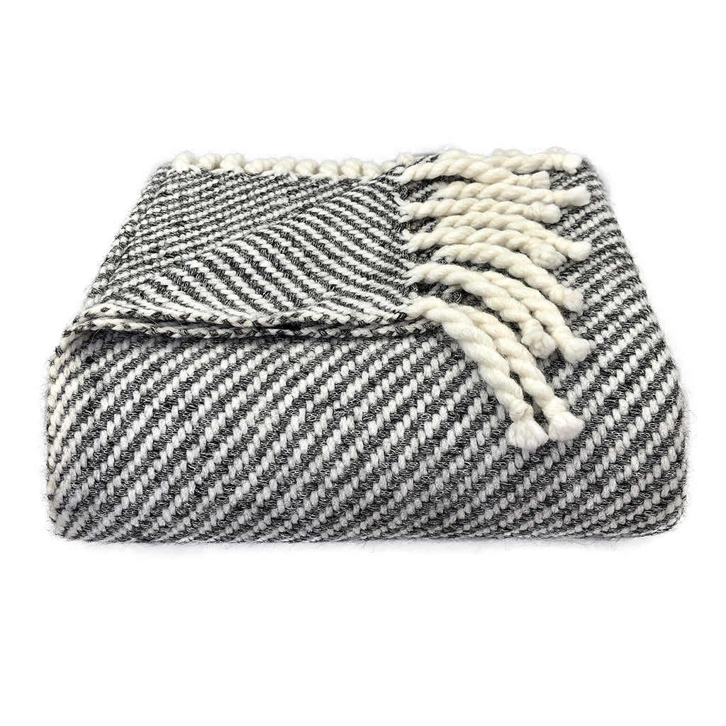 Alpaca Chunky Stripe Throw, Black — Fell NH-1522
