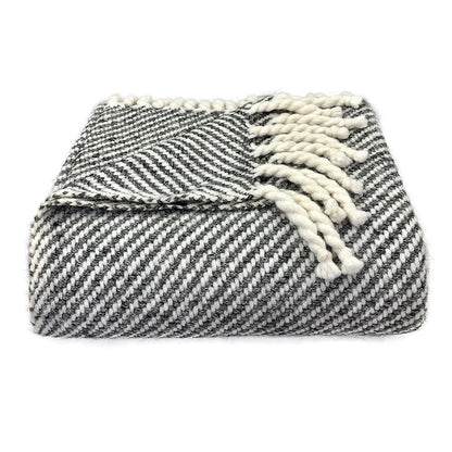 Alpaca Chunky Stripe Throw, Black — Fell NH-1522