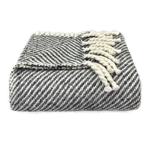 Alpaca Chunky Stripe Throw, Black — Fell NH-1522