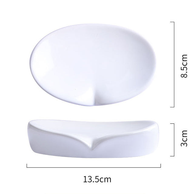 Ceramic Soap Dish with Drain Rack, Minimalist — Rill NH-851