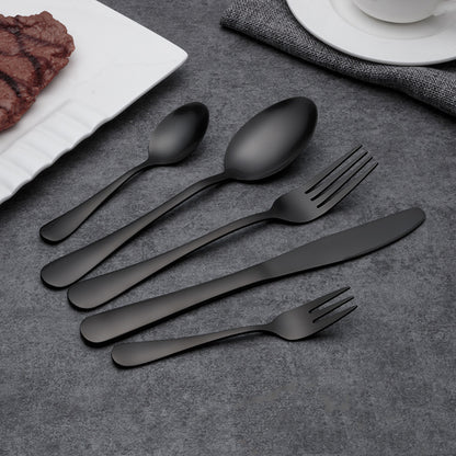 Black Stainless Steel Cutlery Set, Matte Knife Fork and Spoon — Marmo NH-544