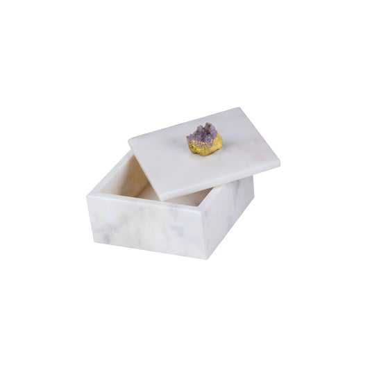 White Marble Lidded Box, 15 x 15 x 9cm — Marmo NH-1413